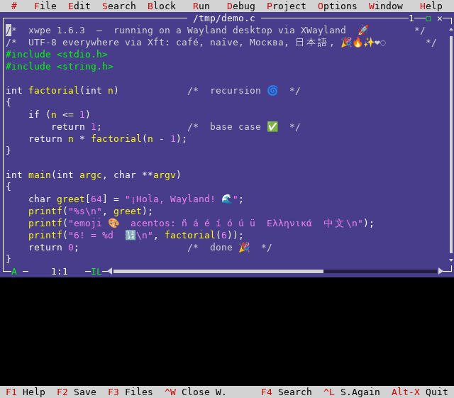 Xwpe 1.6.3 with UTF-8 support